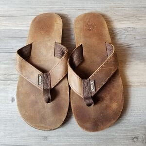 Reef Leather Smoothy Brown Thong Flip Flop Sandals